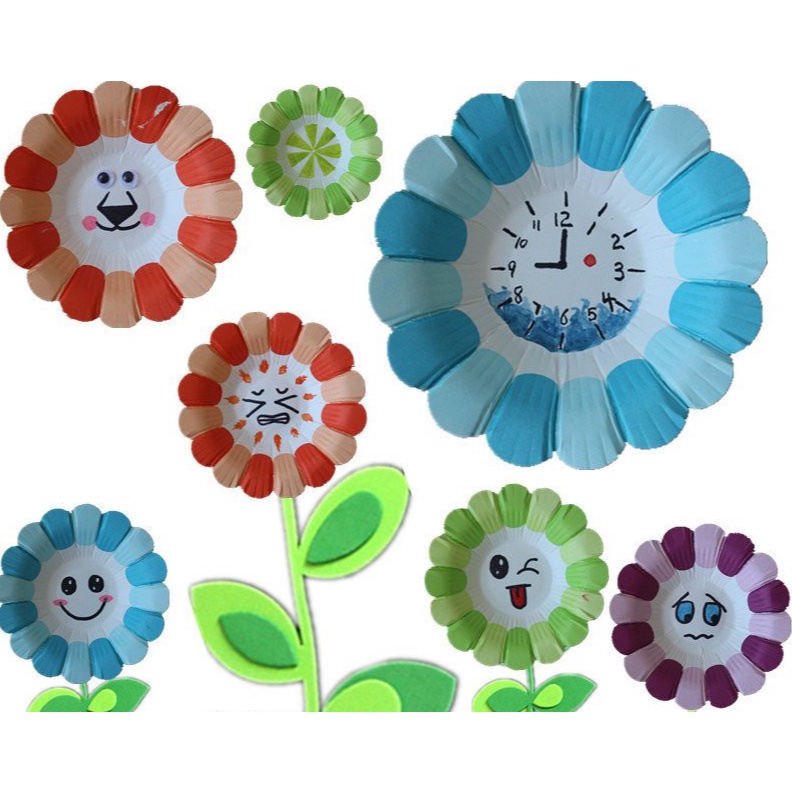 Set 10 Đĩa Giấy Hoa Màu Sắc Trang Trí Thủ Công