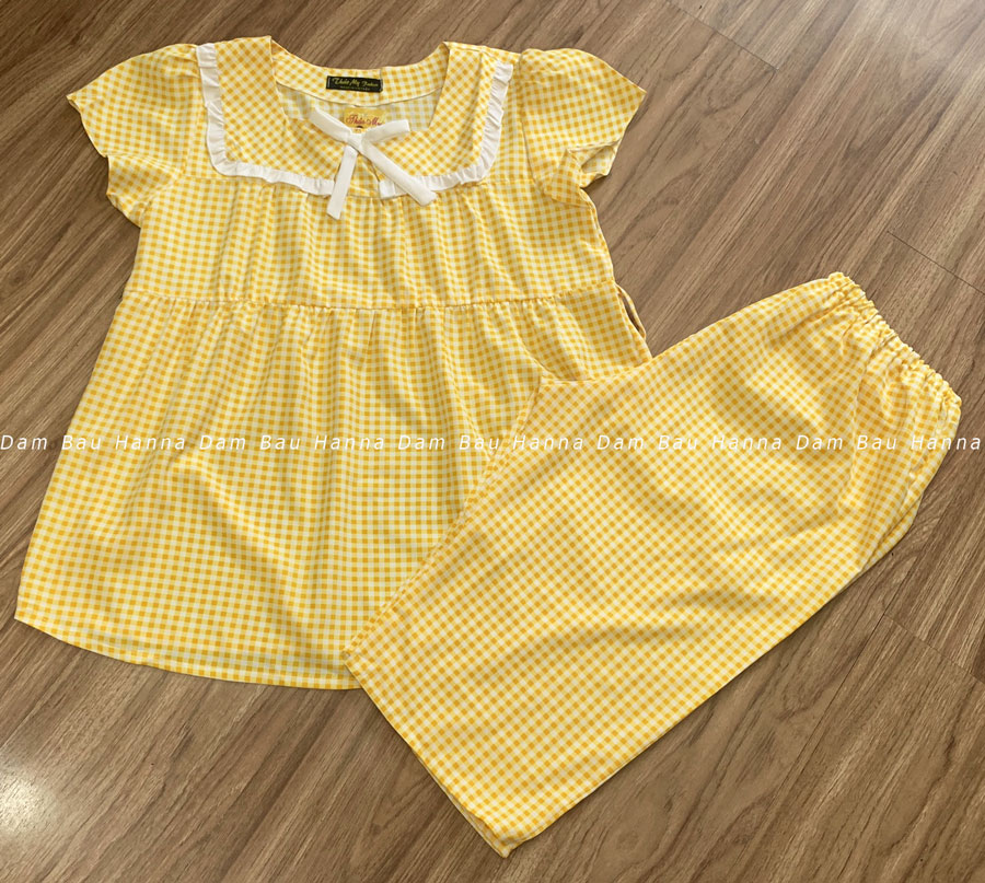 Bộ đồ lửng xinh mặc nhà vải lụa cotton cao cấp free size 40-70kg thoáng mát có thun điều chỉnh bụng không nhăn