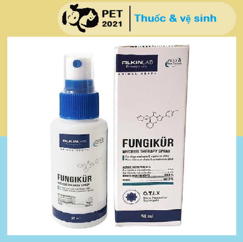 FUNGIKUR Xịt Chữa Nấm Ve Rận Ghẻ Ngứa Viêm Da Cho Chó Mèo - Alkin Fungikur 50ml - PET 2021