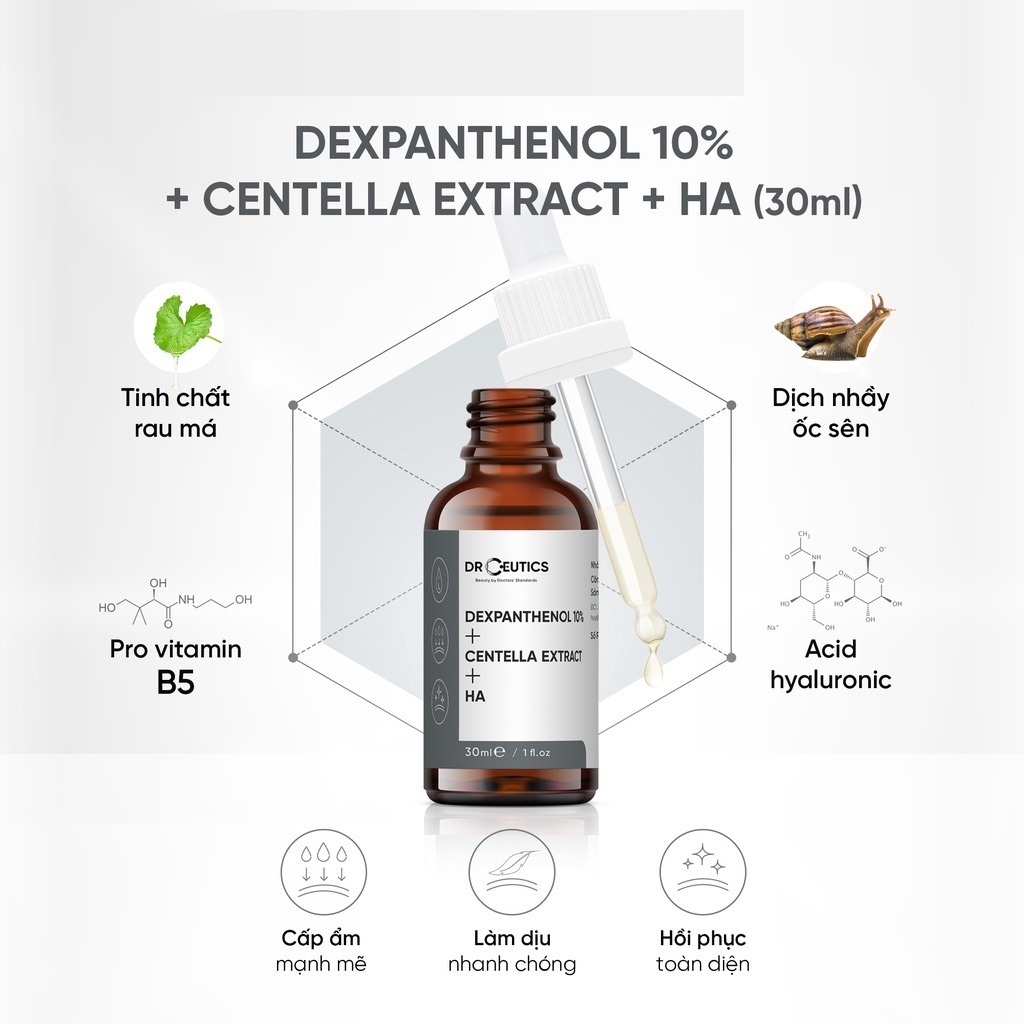 Serum B5 DrCeutics Cấp Ẩm Và Phục Hồi Da Dexpanthenol 10% + Centella Extract + HA