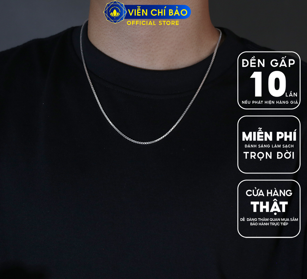 Dây chuyền bạc nam xích hộp chất liệu bạc 925 thời trang phụ kiện trang sức Viễn Chí Bảo D300059