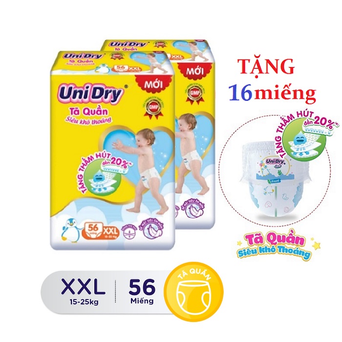 Combo 2 gói Tã quần Unidry size XXL54 (Mẫu mới-cân nặng 15-25kg)