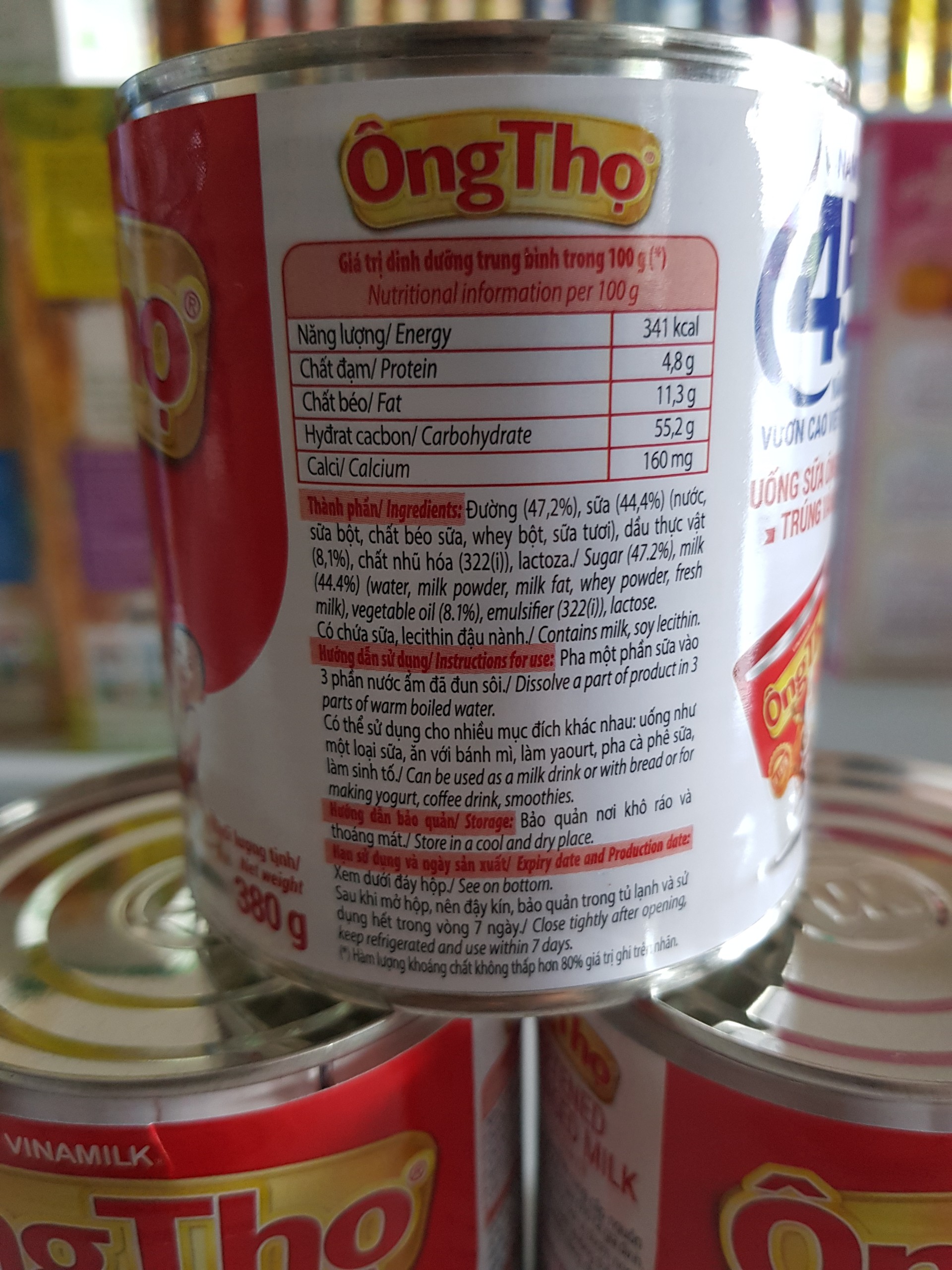 Sữa đặc có đường Ông Thọ đỏ lon 380g