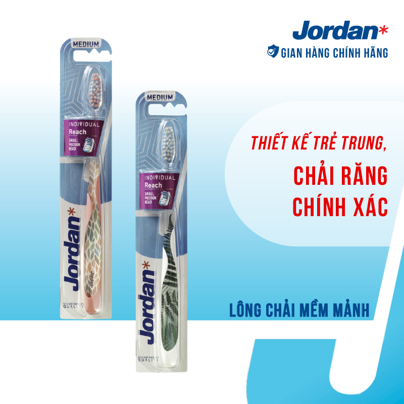 Jordan Combo 2 Bàn chải đánh răng Jordan Individual Reach, Lông mềm chữ S
