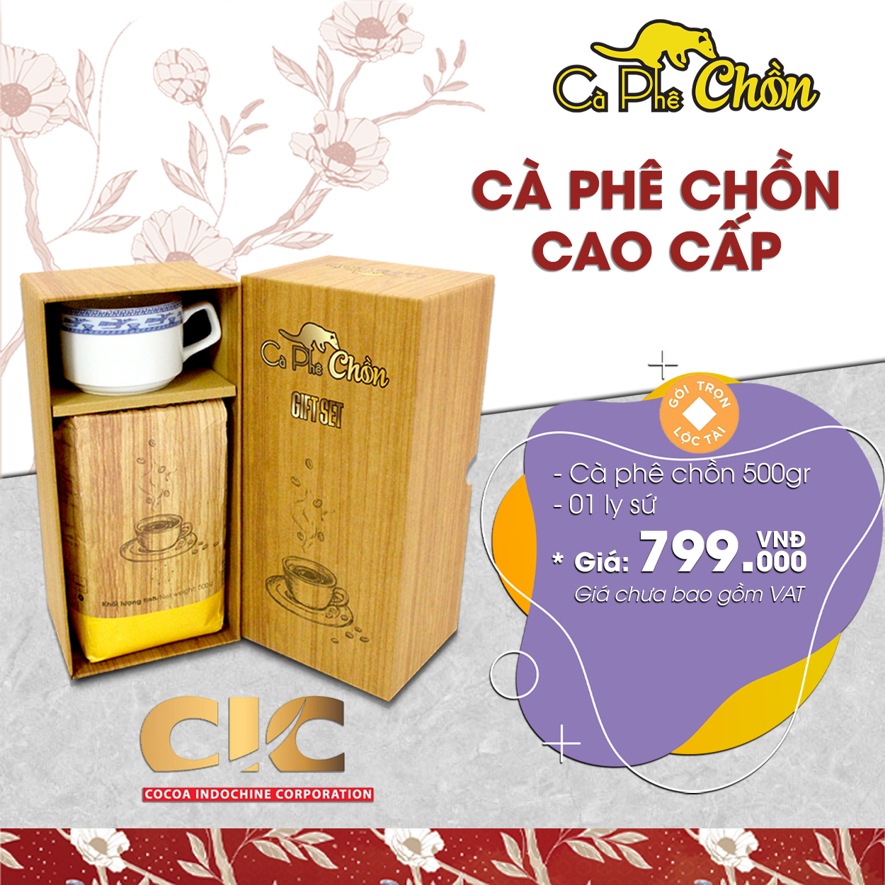 Cà phê chồn cao cấp - 500g (ly sứ) - Thích hợp làm quà tặng