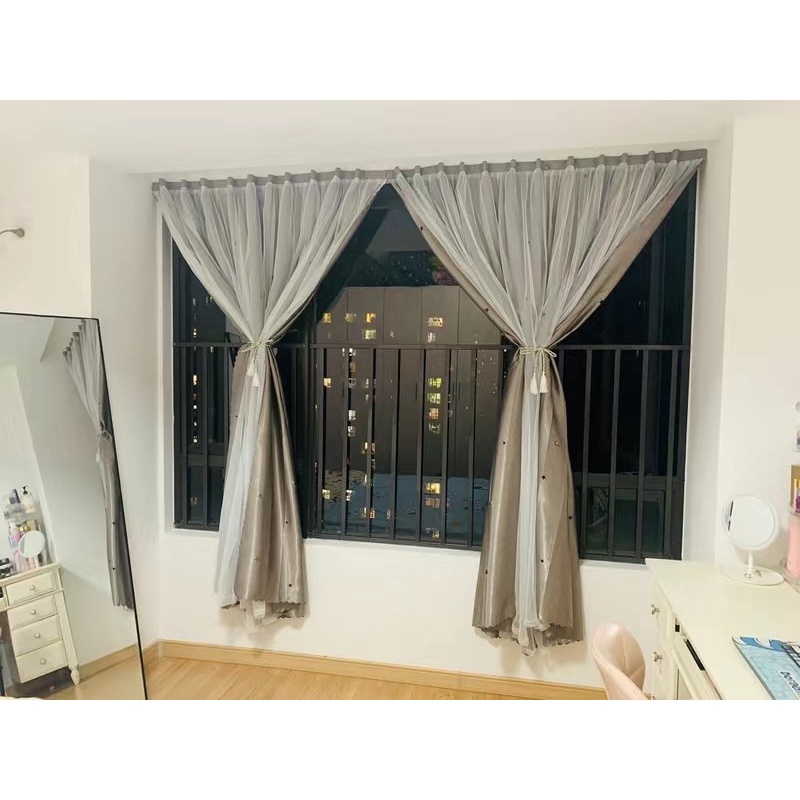 Rèm cửa rèm dán 2 lớp cắt ngôi sao homezdecor
