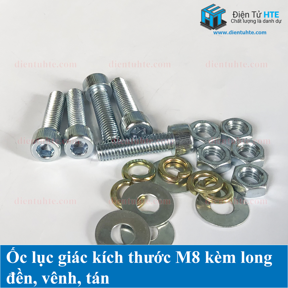 Ốc lục giác M8 kèm long đền, vênh, tán