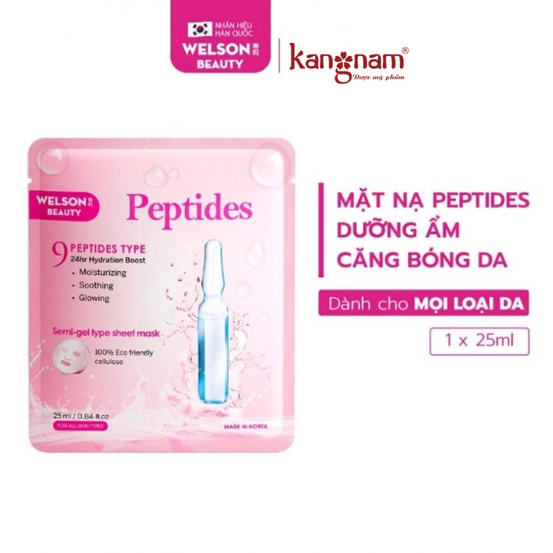 Mặt Nạ Cấp Ẩm Welson Beauty Peptides Hộp 10 miếng