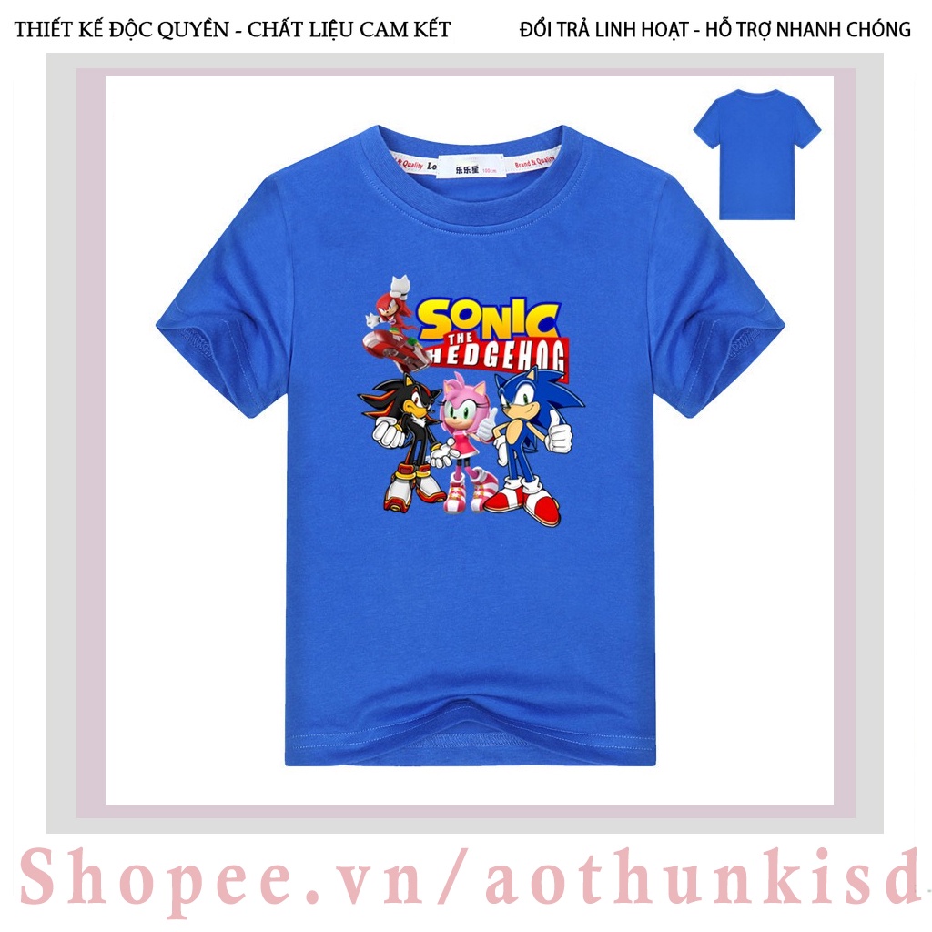 Áo thun tay ngắn 100% cotton in hình the hedgehog sonic dễ thương cho bé trai