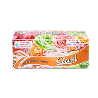 Giấy Rút Clasi Hoa Hồng 2 Lớp (560 Tờ/Gói, 4 Gói/Xách)