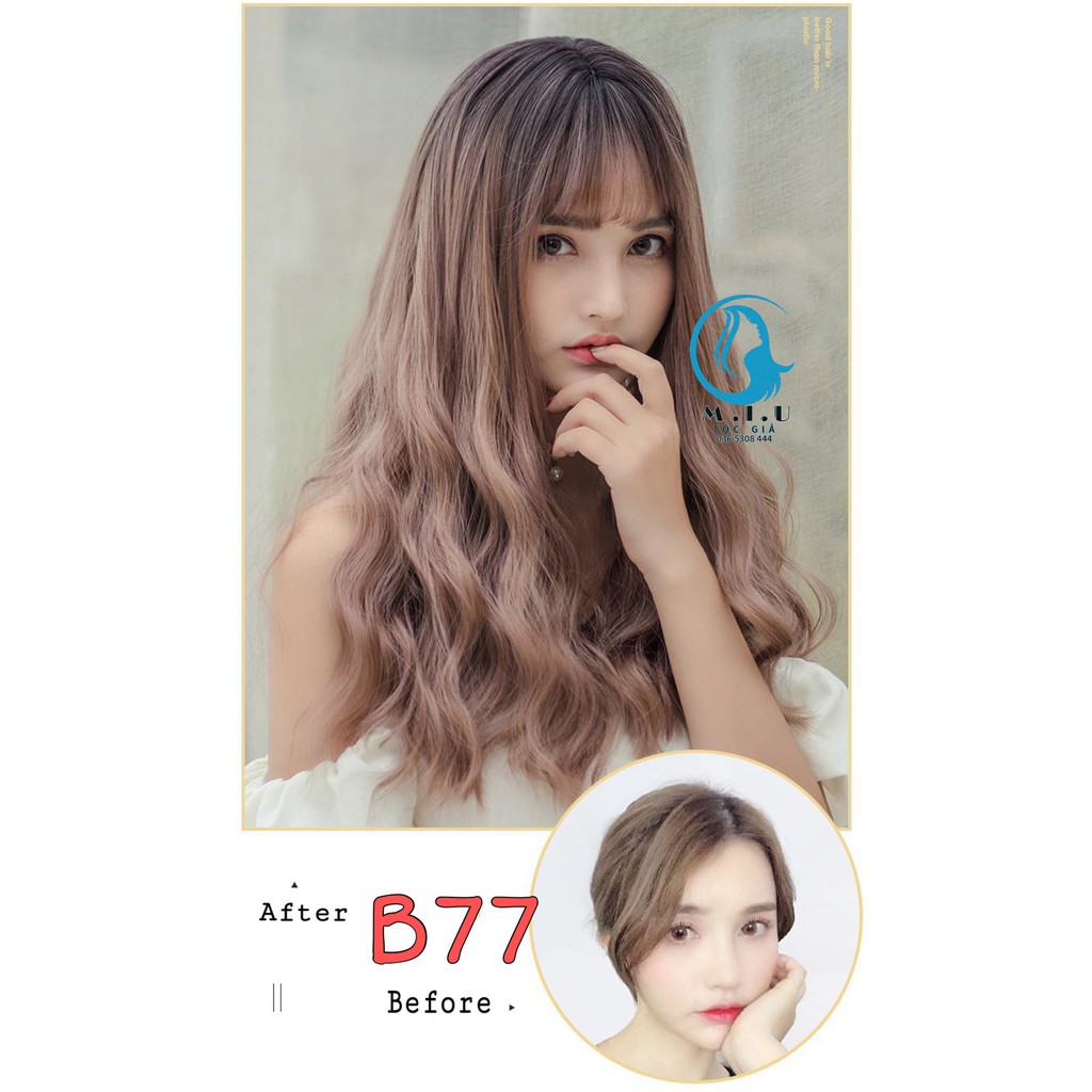 Tóc giả nguyên đầu nhuộm hồng tặng lưới trùm đầu🎀🎀 tóc bộ cả đầu omber cá tính cao cấp