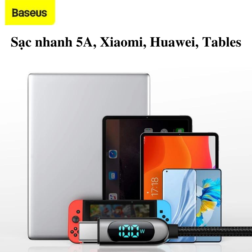 Cáp sạc nhanh Baseus Display Fast Charging Data Cable Type-C to Type-C 100W - CATSK