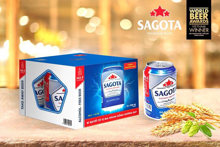 PACK 6 LON BIA SAGOTA KHÔNG CỒN 330ML/LON