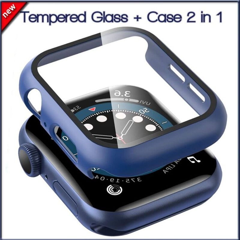 Ốp Lưng Cho Apple Watch Nắp 6/SE/5 3/2/1 Tempered Glass Phim Bảo Vệ Màn Hình Bumper Khung Cho Tôi Xem Loạt 6 5 4 38 40 42 44Mm