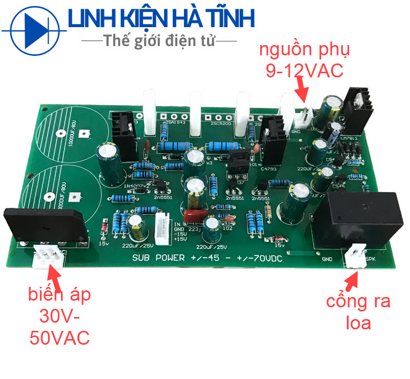 Mạch công suất sub loại 4 sò mạch sub 4 sò liền nguồn có mach bảo vệ 250W