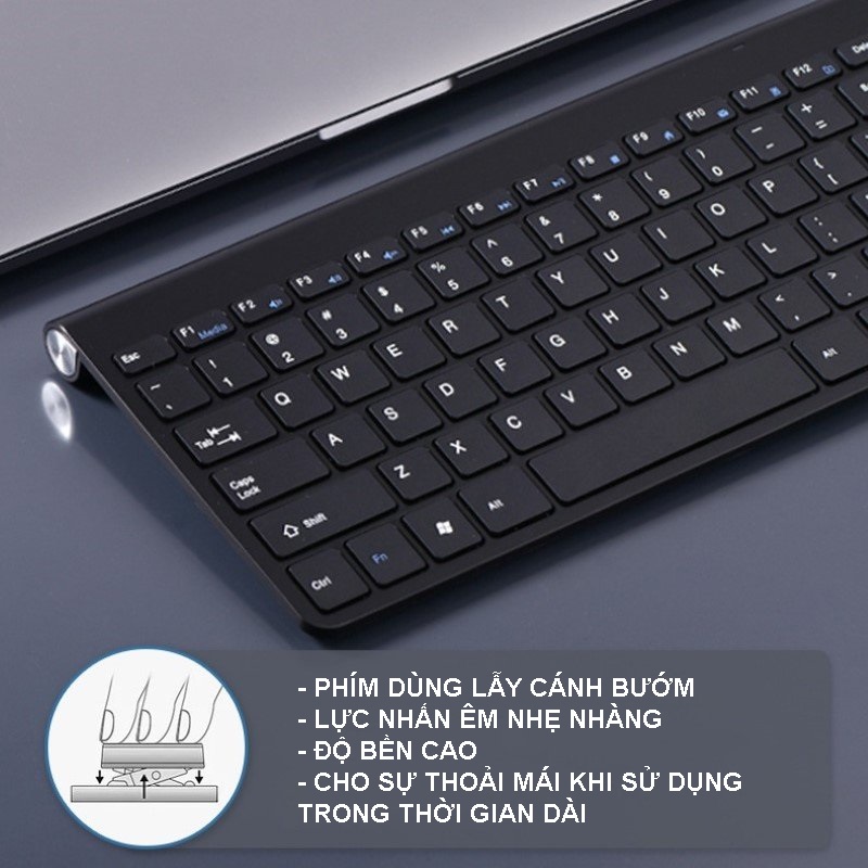 Bộ Bàn Phím Chuột Không Dây Mini K908 – Bluetooth 5.0 & USB 2.4G – Silent – Dùng Cho PC, Laptop, Điện Thoại