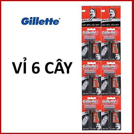 Bộ 6 DAO CẠO RÂU GILLETTE CÁN ĐEN THAY LƯỠI