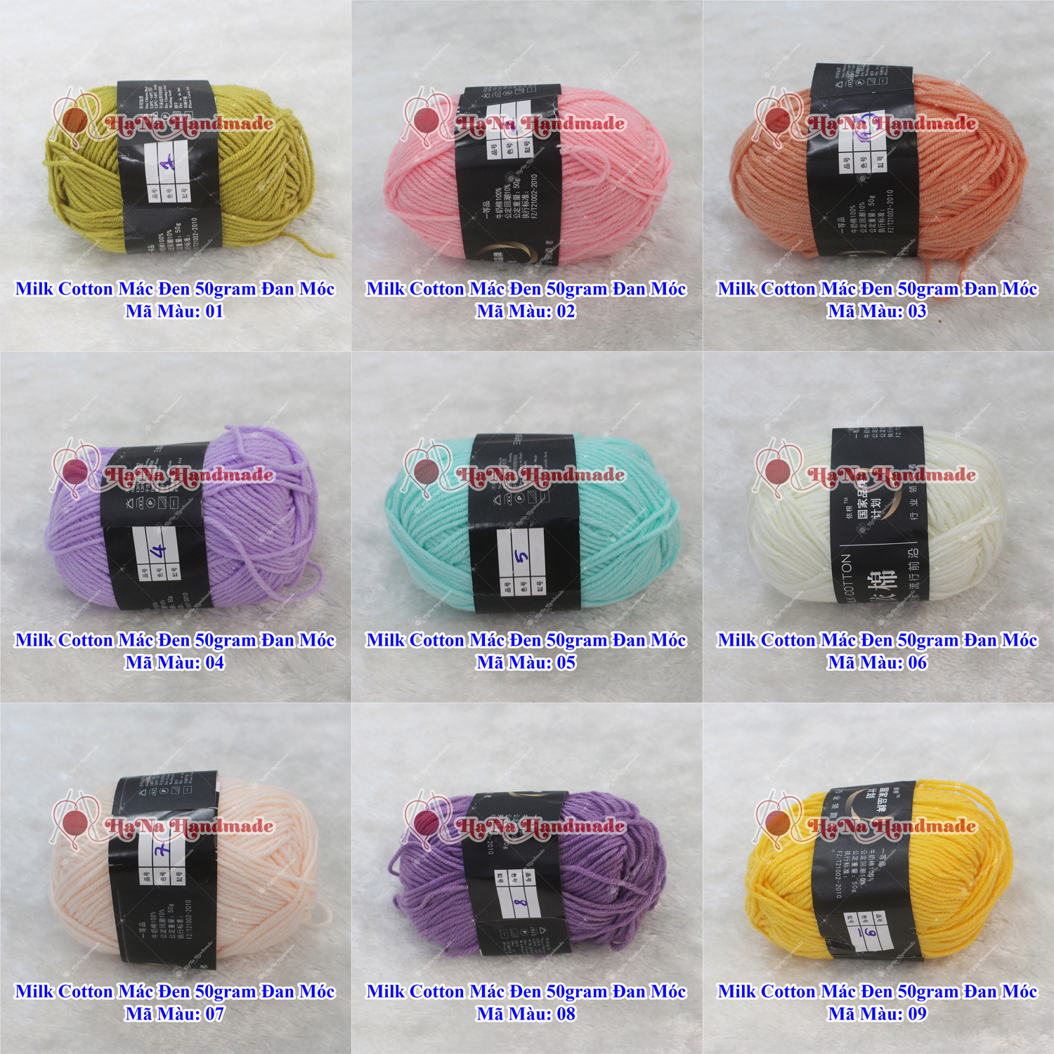 Len Milk cotton mác đen 50gram đan móc