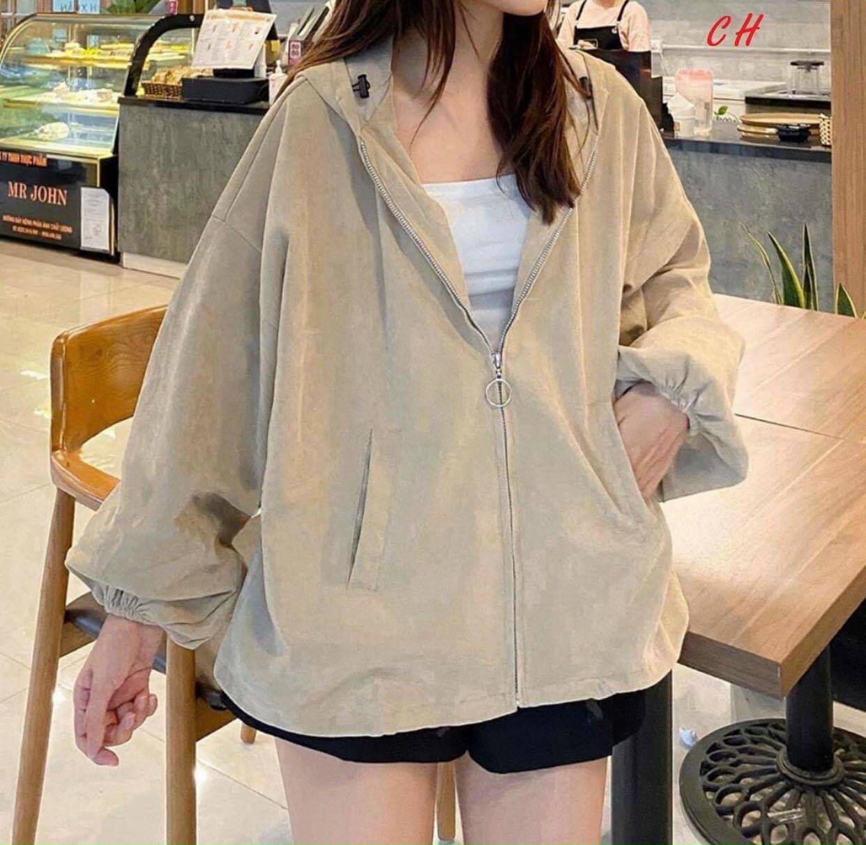 Áo khoác nhẹ chất nhung gân tăm siêu mền mịn siêu ấm, Áo khoác nhung gân tăm fom rộng