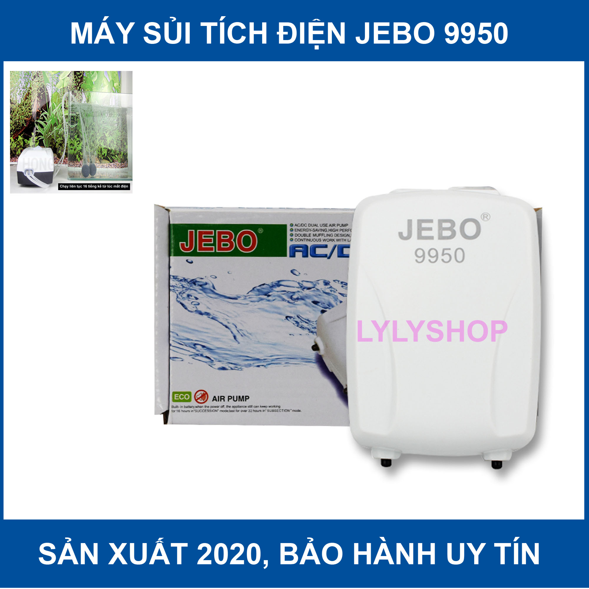 Jebo 9950 2W, 2*2.5L/min 2 PCs high-end tank for aquarium fish tank, fishing trips, blackout room...