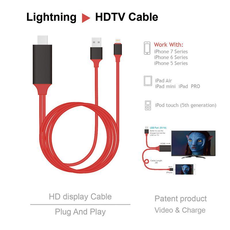 (HCMC) premium connection between TV (HDMI port) with iPhone iPad (Lightning port)-network connection to your TV MHL to HDMI HDTV cable connect your phone iOS to TV (iPhone 5 6 7 8 x-iOS 8-10-12)