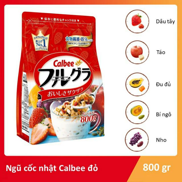 Ngũ cốc Calbee nội địa Nhật Bản ngũ cốc đỏ nhật bản 750g
