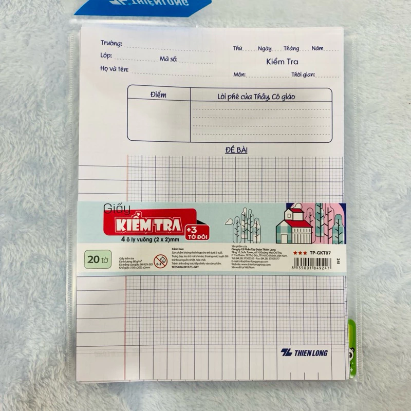 Giấy kiểm tra Thiên Long TP-GKT07 giấy 4 ôly vuông 2x2