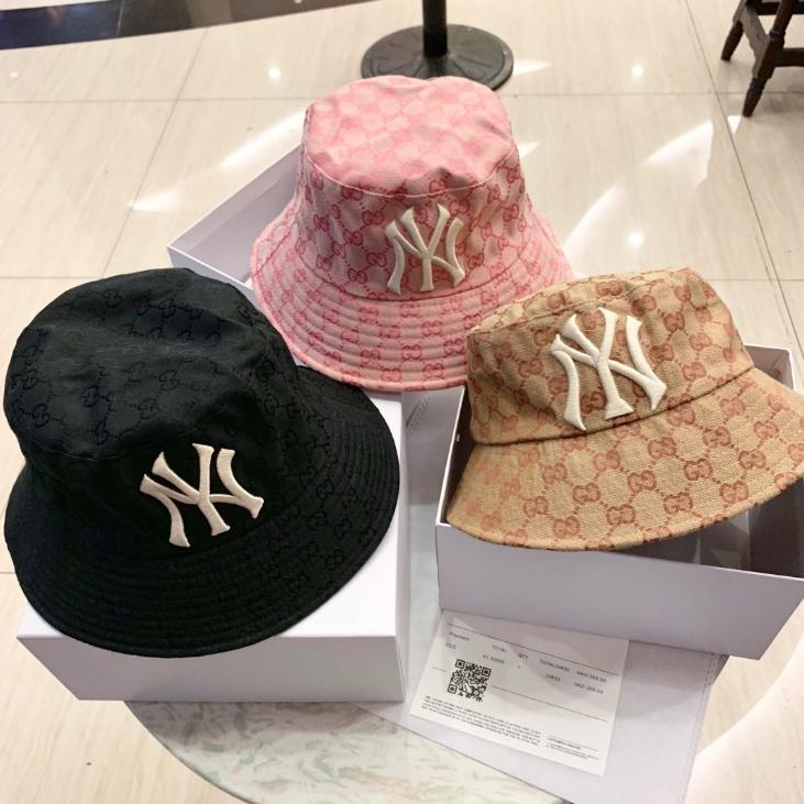 Mũ vải vành rộng chữ NY