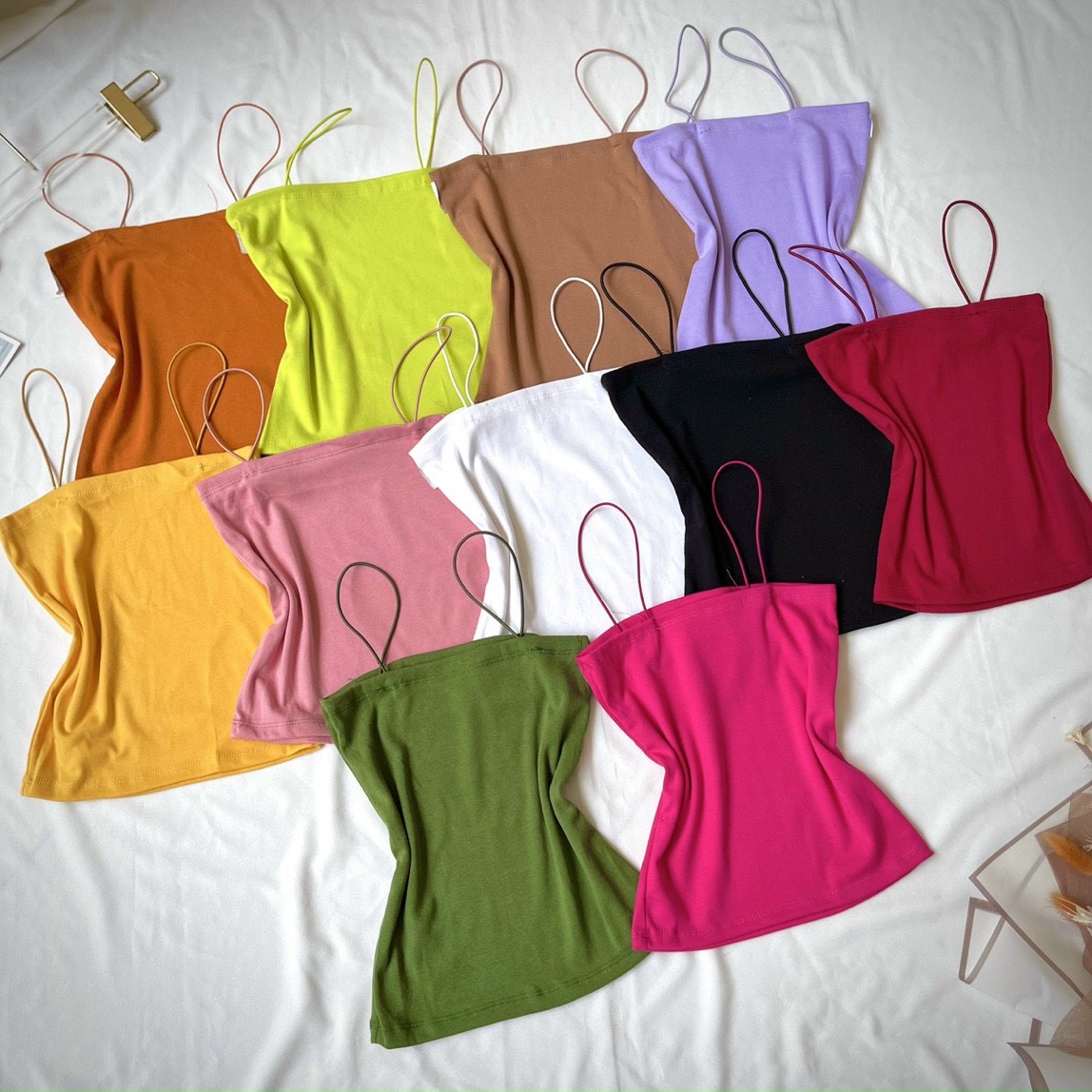 ÁO CROPTOP 2 DÂY BÚN ĐỦ MÀU MỚI VỀ