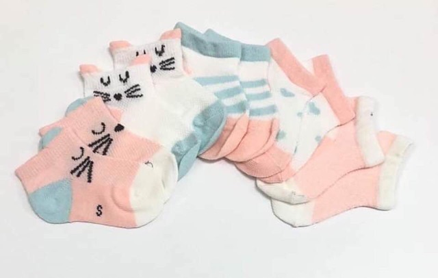 [HCM]SET 5 ĐÔI VỚ COTTON CHO BÉ TỪ SƠ SINH ĐẾN 1 TUỔI