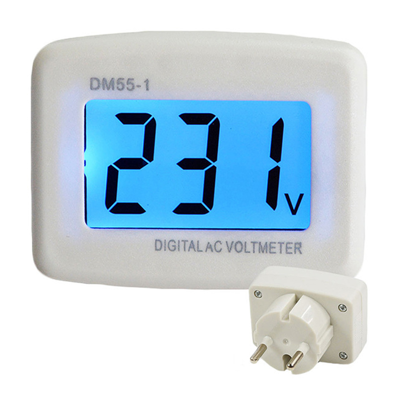 DM55-1 AC 80-300V Digital Voltmeter EU US Plug Voltmeter Socket Voltage Tester LCD Display Voltage Meter 110V-220V