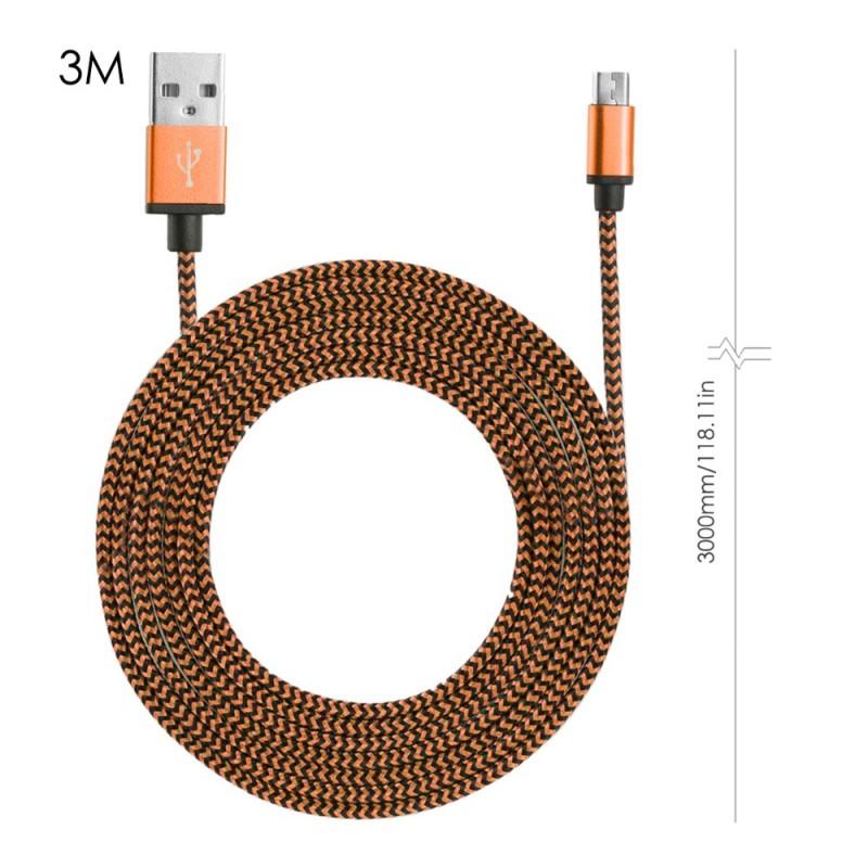 Cáp Sạc 3m Dây Dù Chống Gãy Sạc Nhanh Cho Samsung/HTC/LG/HUAWEI/XIAOMI, dây sạc 3m, dây sạc bọc dù