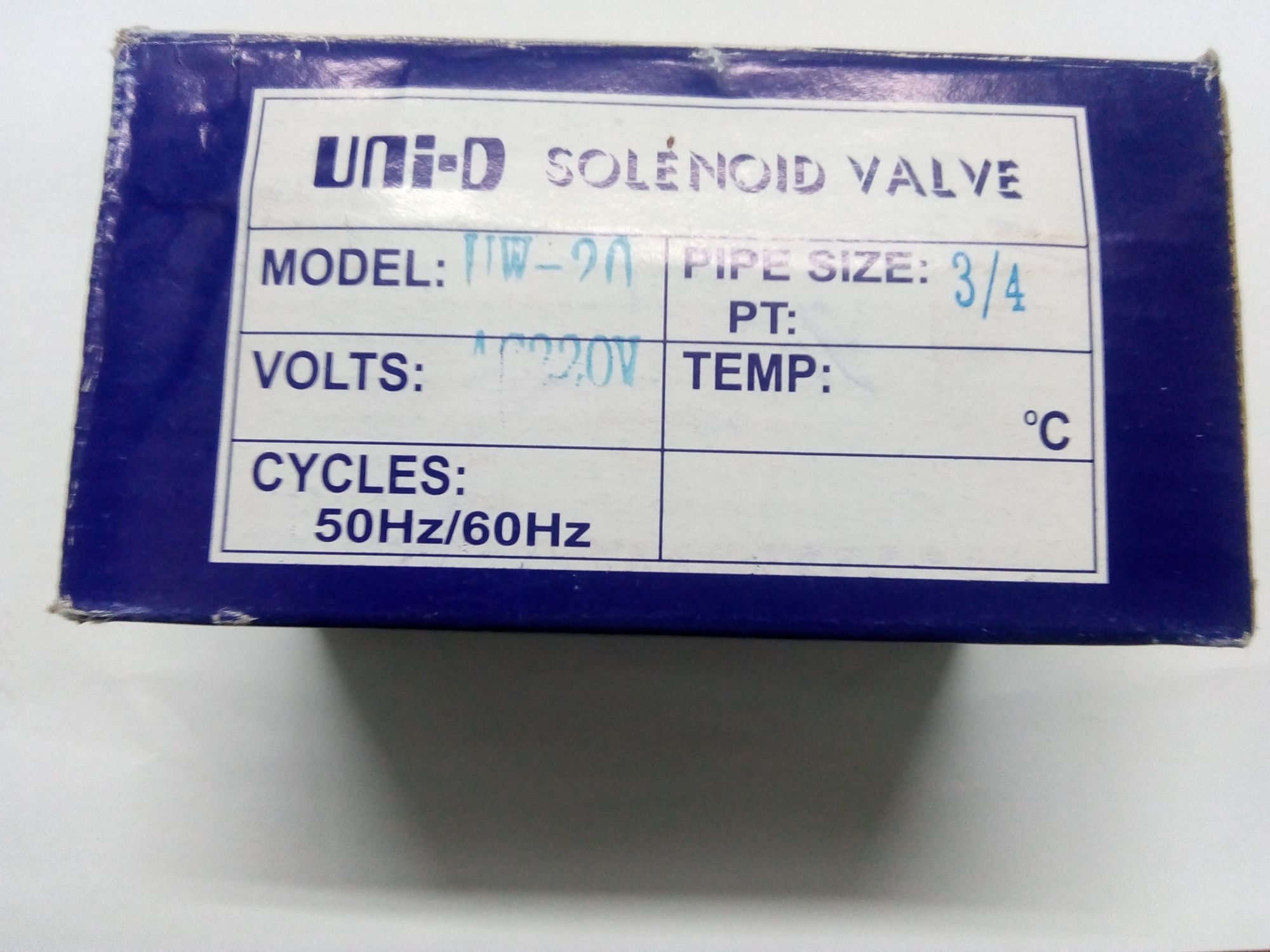 Van điện từ uni UW-20, 3/4 220 v loại tốt ...