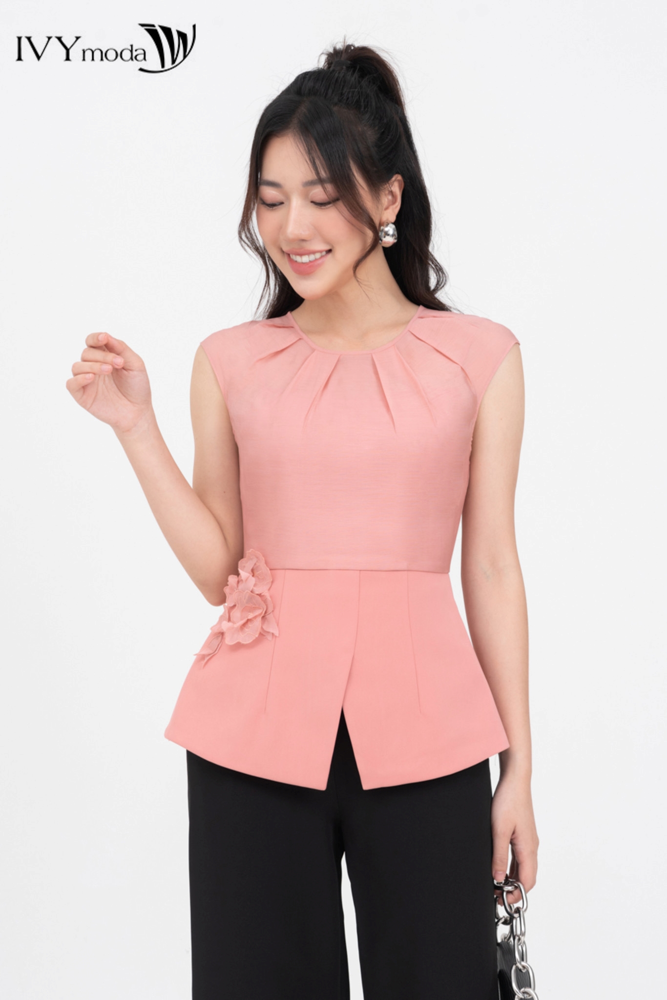 Áo peplum xẻ tà IVY moda MS 16M8284