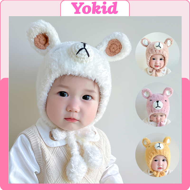 Mũ len cho bé trai gái hình chú gấu dễ thương từ 5 tháng đến 36 tháng tuổi