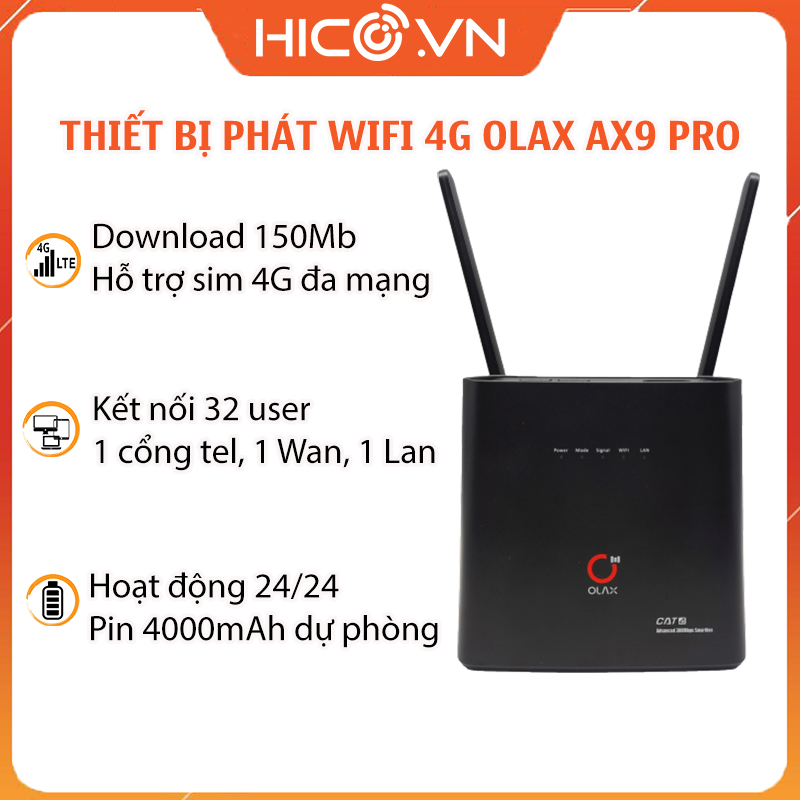 Bộ Phát Wifi Từ Sim 4G OLAX AX9 Pro 300Mbps