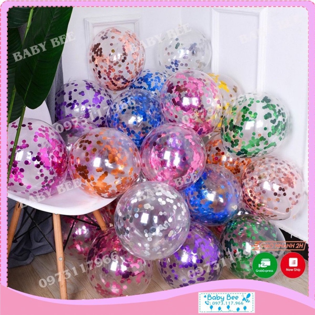 Bóng Trong Suốt Lồng Nhũ Sequin Size 12 Inch