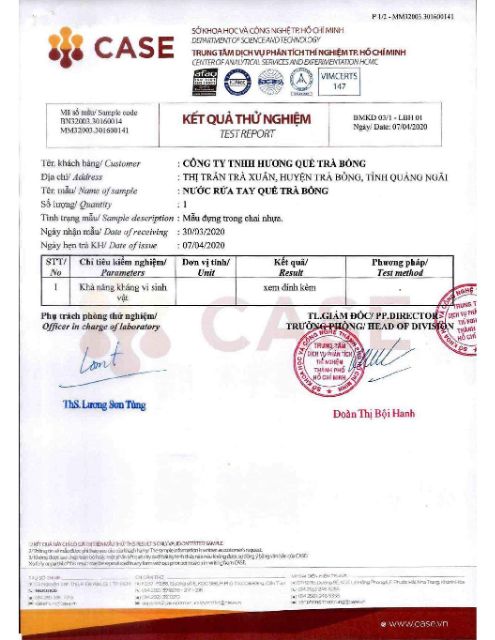 Nước rửa tay Quế Trà Bồng