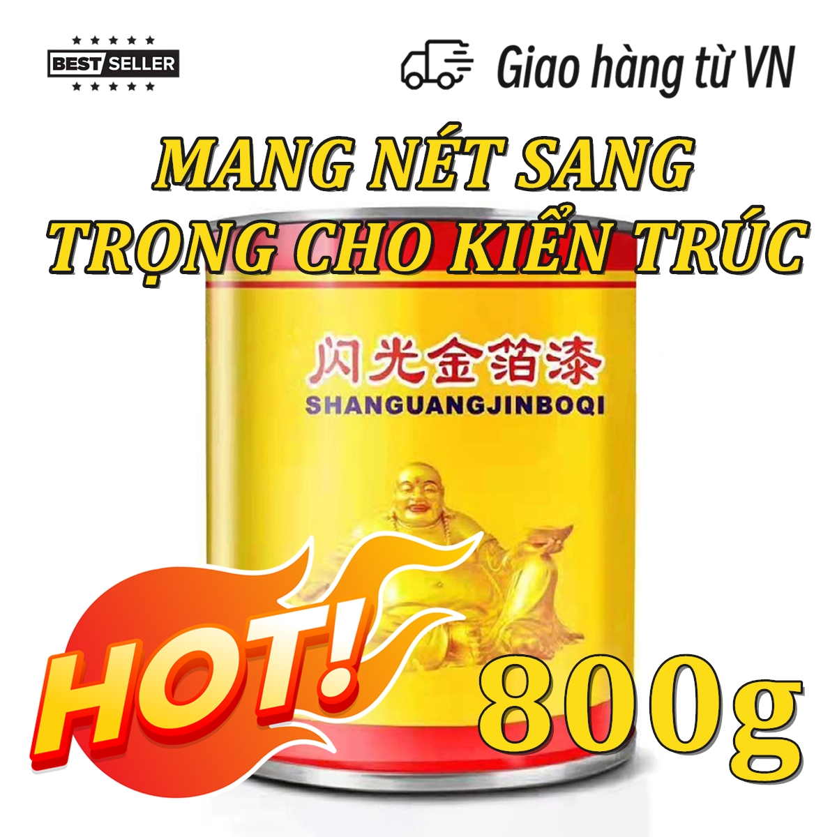 Màu bột nhũ dùng pha sơn mạ màu vàng 24 K (800g)