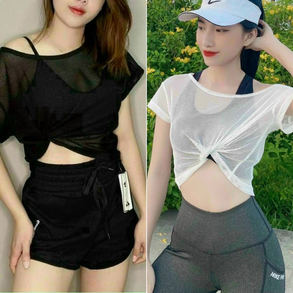 Áo Croptop lưới tập gym_ yoga ( Áo Croptop lưới)
