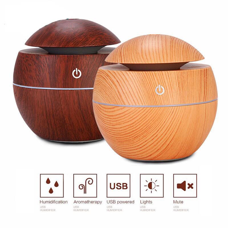 Máy xông tinh dầu vân gỗ mini tiện dụng