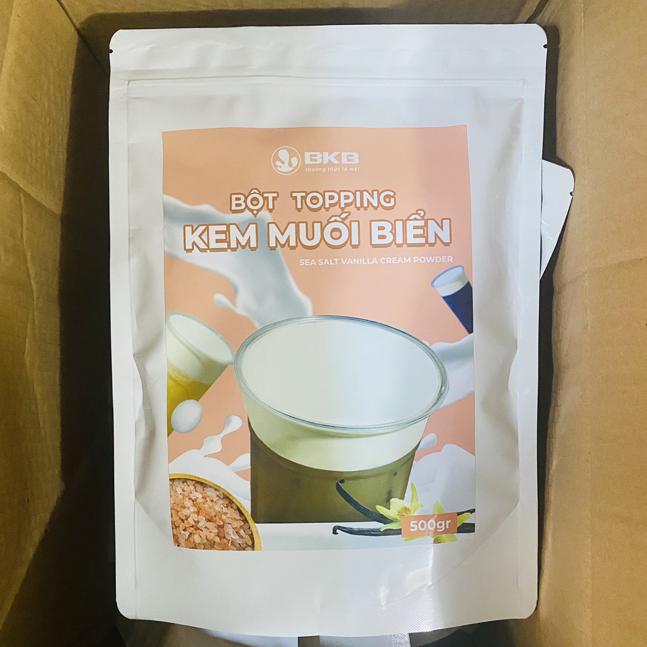 Bột Kem Topping Vị Muối Biển BKB, Bột Pha Chế Đồ Uống (Gói 500g vị mặn nhẹ, béo ngậy)