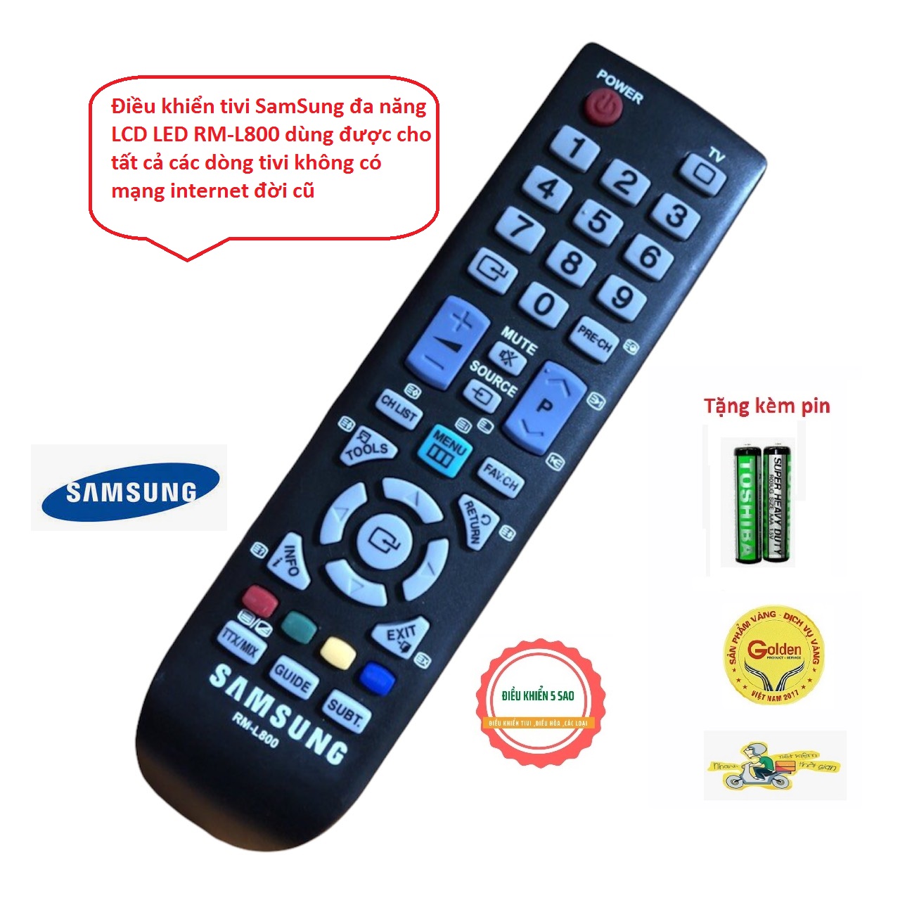 Điều khiển tivi SamSung LCD LED đa năng RM-L800 dùng được cho tất cả các dòng tivi SamSung LED LCD chưa có mạng internet - tặng kèm pin chính hãng - Remote SamSung LED LCD dòng chưa có mạng internet