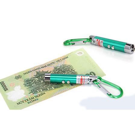 MÓC KHÓA ĐÈN PIN 3IN1 ( TIA LASER+ĐÈN PIN+SOI TIỀN GIẢ)