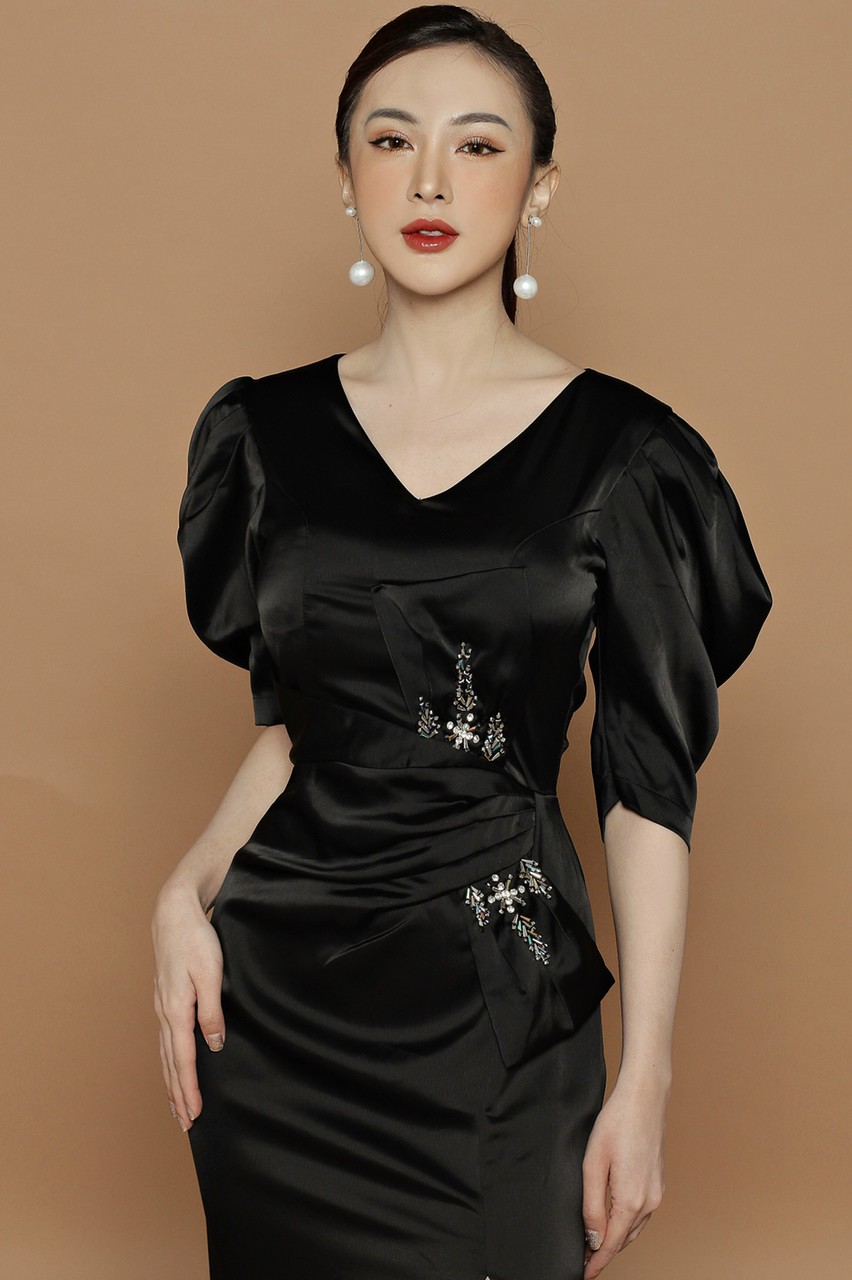 Đầm Dạ Hội Tay Phồng Đính Pha Lê - YB210325