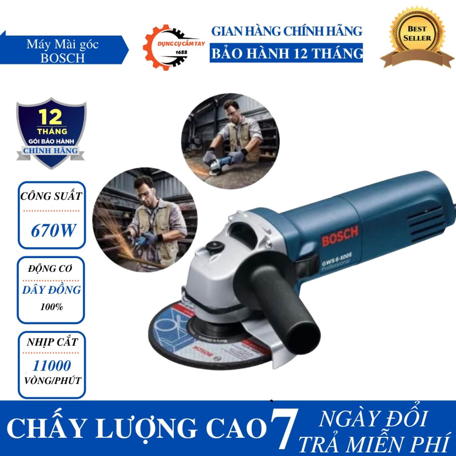 Máy mài, máy cắt bosc gws 6-100- máy mài góc cầm tay