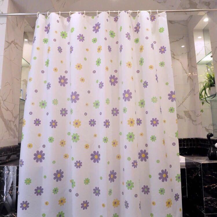 Rèm phòng tắm nhựa PEVA chống thấm nước 1.8m x 1.8m cao kèm 12 móc - HOA NHÍ