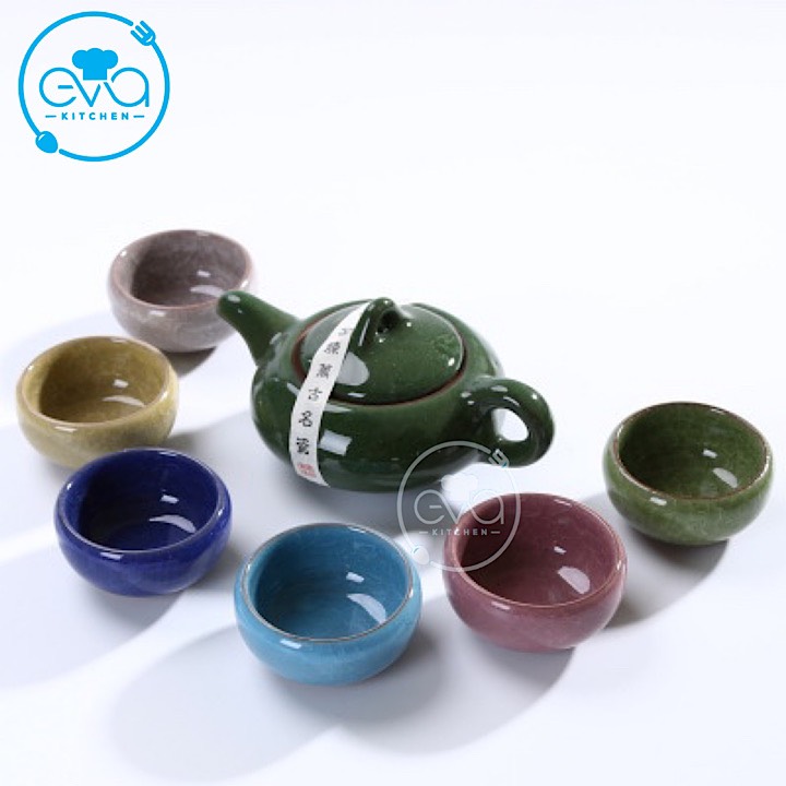 [HCM]Bộ Ấm 6 Chén Trà Men Ngọc Sắc Màu M2568