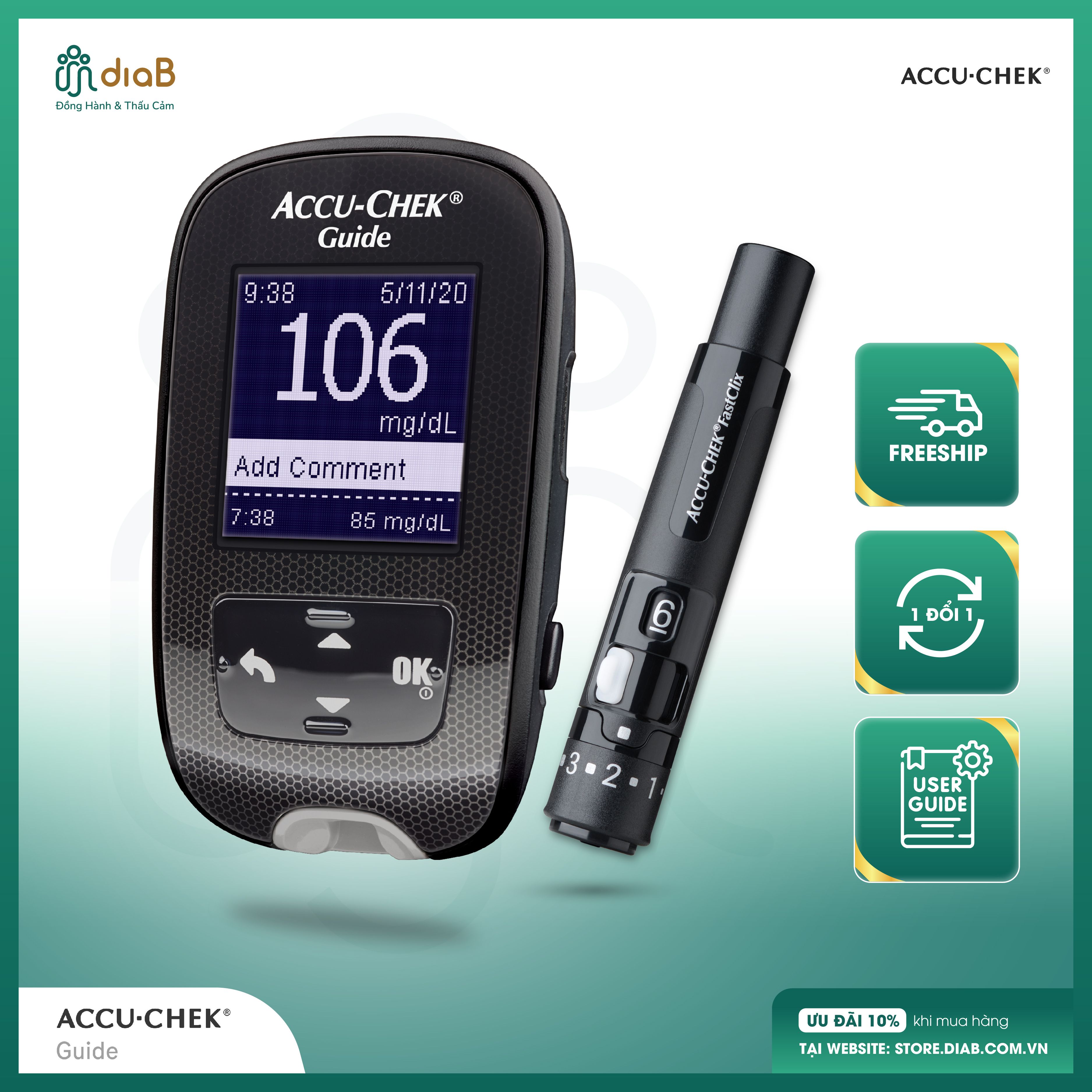ROCHE - MÁY ĐO ĐƯỜNG HUYẾT ACCU CHEK GUIDE