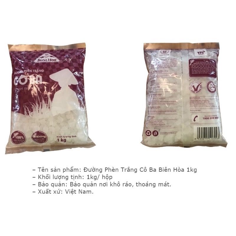[HCM] Đường phèn trắng Cô Ba Biên Hoà 1kg